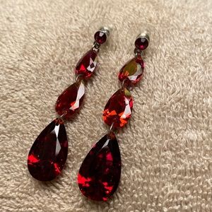 Red crystal drop earrings